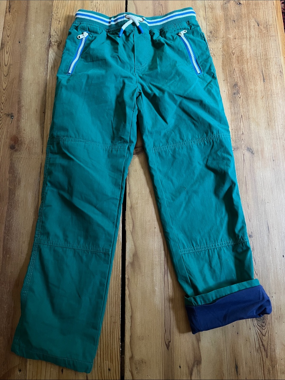 MINI BODEN 8-9 Green Fully Lined Cargo Pants Zipper Pockets